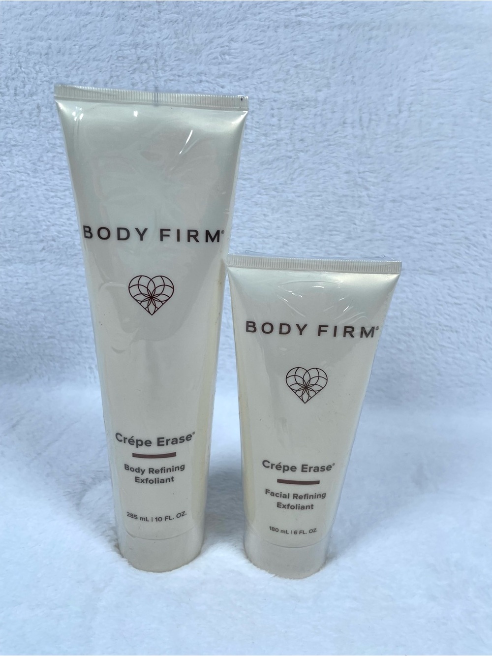 SEALED Lot! Body Firm CREPE ERASE Face + Body Refining Exfoliant (6 oz + 10 oz)